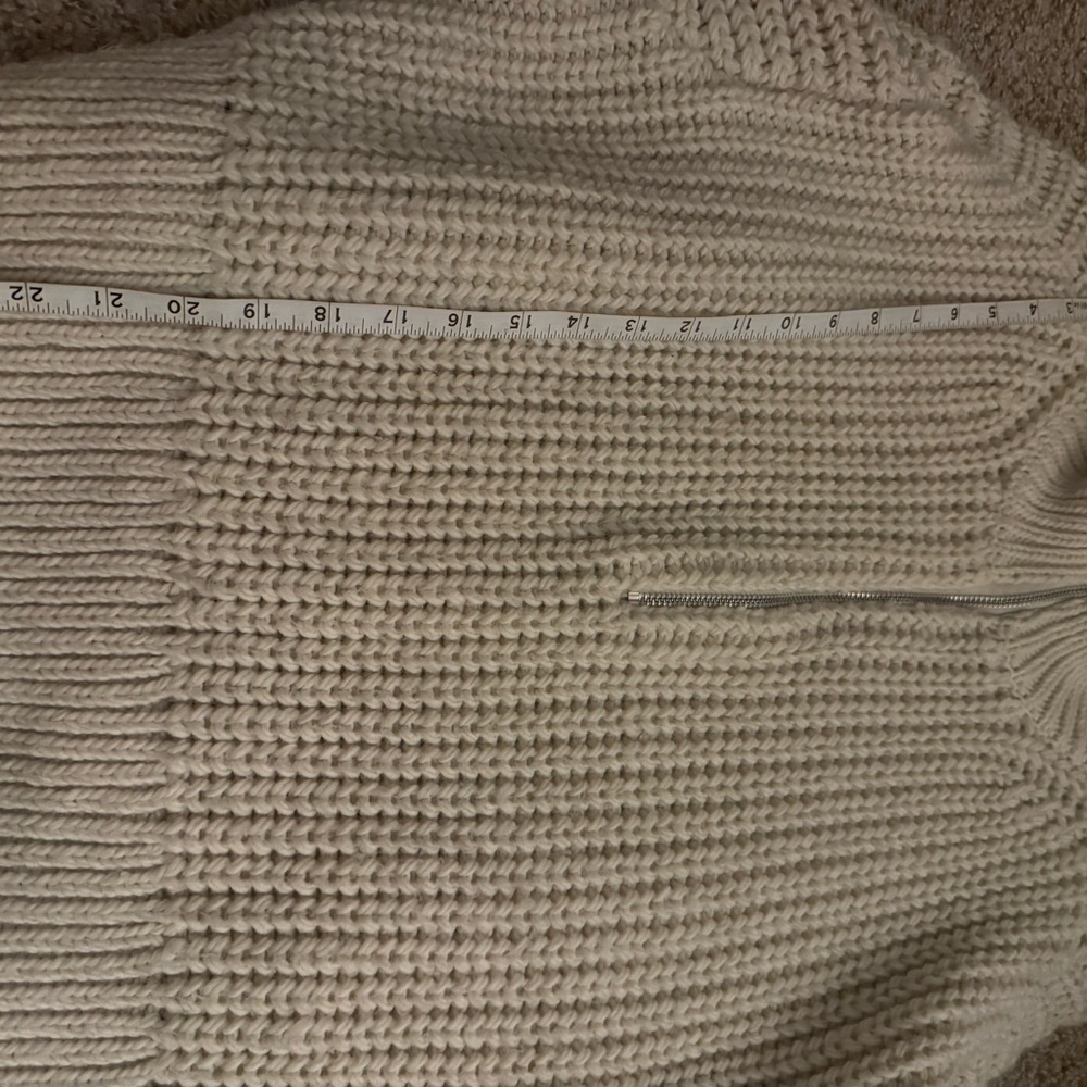 H&M Cream Half-Zip Chunky Knit Turtleneck Sweater - Picture 3 of 5